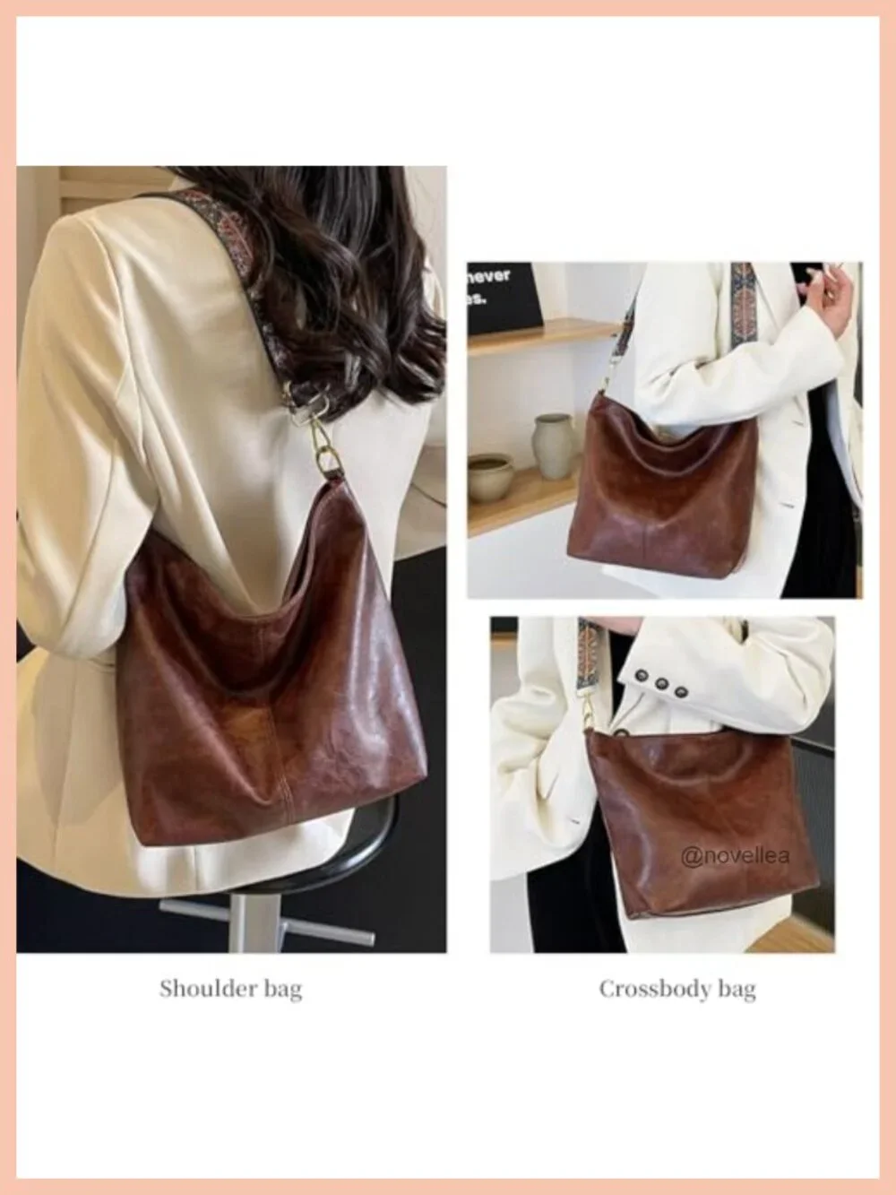 Women's Hobo Bag Crossbody Purse Vegan Leather Shoulder Handbag Boho Tote